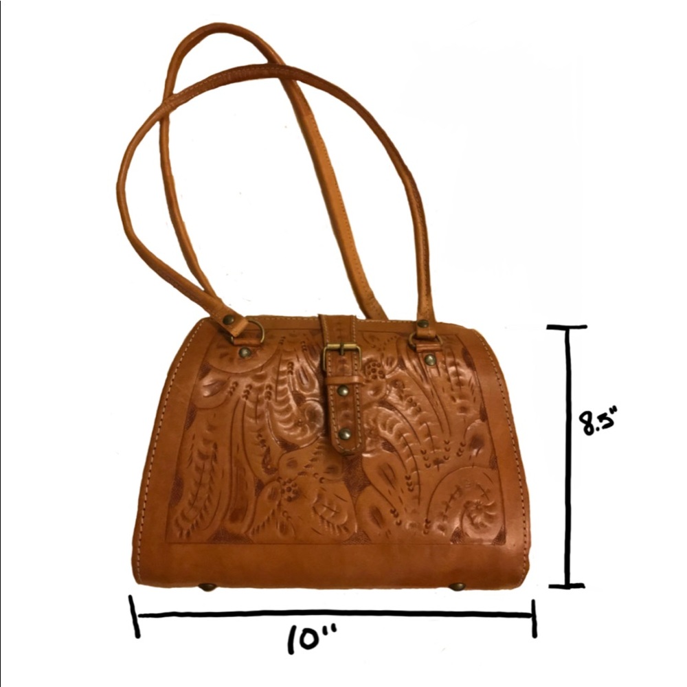 Tooled leather handbag